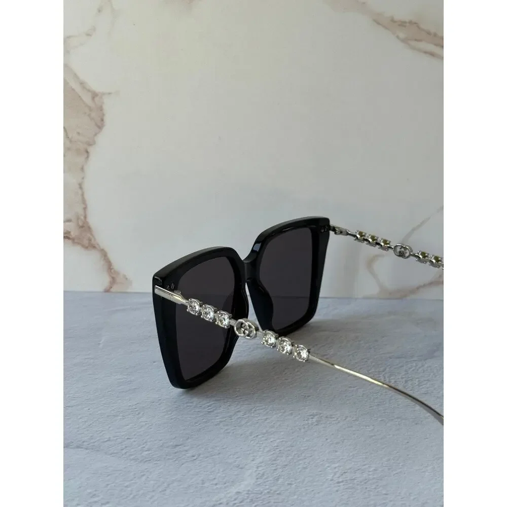 NEW Gucci GG1967S Oversized Black Crystal Sunglasses $665